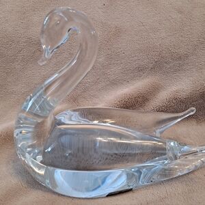 Swedish Marcolin Crystal Swan Sculpture Signed 041-15  FM Art Crystal